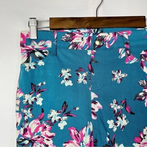 Time and Tru Teal Blue Floral Stretch Jeggings XS - Picture 4 of 4